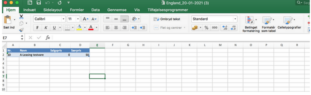 prislister i excel
