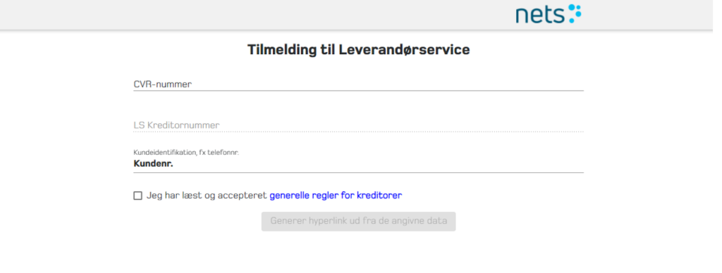 tilmelding til leverandørservice